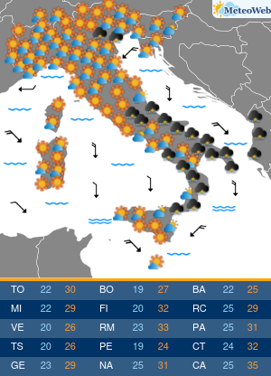 Previsioni  Meteo Venerdi 24 Luglio