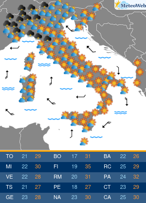 Previsioni Meteo Sabato 25 Luglio