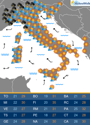Sabato 25 Luglio Previsioni Meteo Sabato 25 Luglio