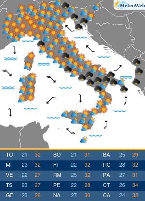 Previsioni  Meteo Lunedi 27 Luglio
