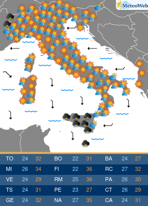 Previsioni  Meteo Martedi 28 Luglio