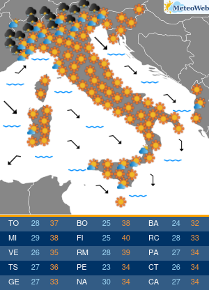 Previsioni  Meteo Venerdi 31 Luglio