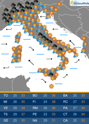 Previsioni  Meteo Domenica 2 Agosto