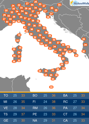 Temperature Massime Domenica 2 Agosto
