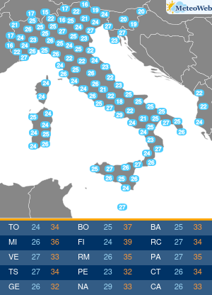 Temperature Minime Lunedi 3 Agosto
