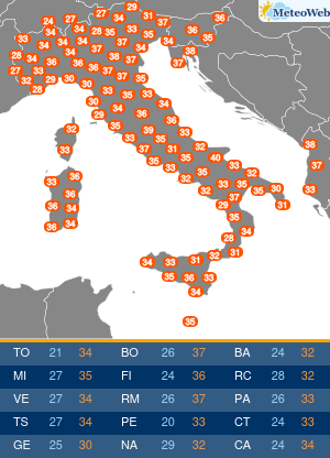 Temperature Massime Sabato 1 Agosto