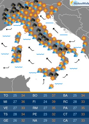 Previsioni  Meteo Lunedi 3 Agosto
