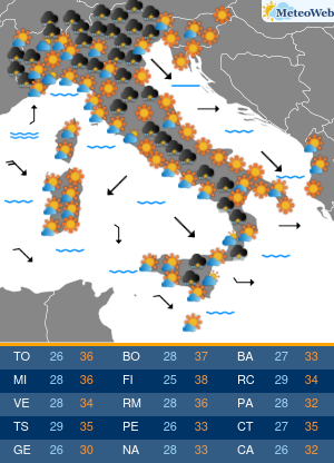 Previsioni  Meteo Giovedi 6 Agosto