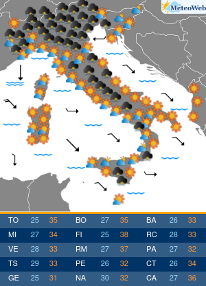 Previsioni  Meteo Venerdi 7 Agosto
