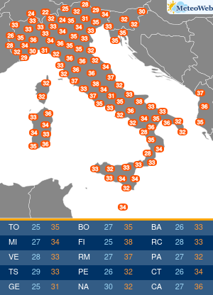 Temperature Massime Venerdi 7 Agosto