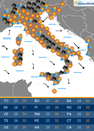 Previsioni Meteo Giovedi 6 Agosto