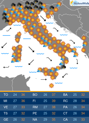 Previsioni Meteo Lunedi 10 Agosto