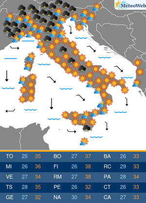 Previsioni  Meteo Martedi 11 Agosto