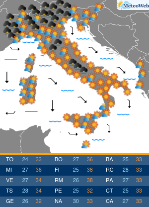 Previsioni  Meteo Martedi 11 Agosto