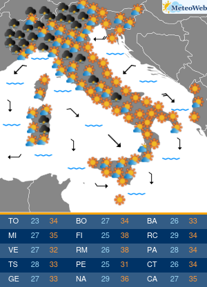 Previsioni  Meteo Mercoledi 12 Agosto