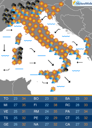Previsioni  Meteo Sabato 15 Agosto