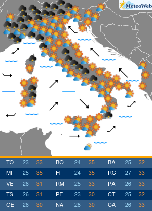 Previsioni  Meteo Domenica 16 Agosto
