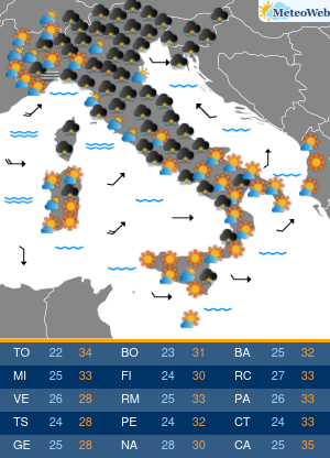 Previsioni Meteo Lunedi 17 Agosto