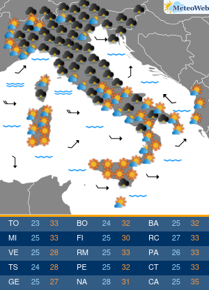 Previsioni  Meteo Lunedi 17 Agosto