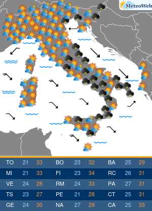 Previsioni  Meteo Martedi 18 Agosto