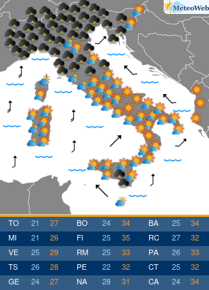 Previsioni Meteo Giovedi 20 Agosto