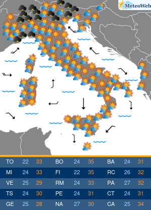Previsioni  Meteo Mercoledi 19 Agosto