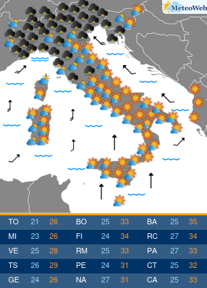 Previsioni  Meteo Giovedi 20 Agosto