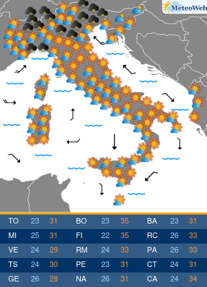 Previsioni Meteo Mercoledi 19 Agosto