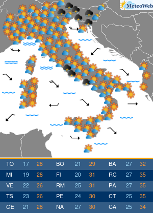 Previsioni  Meteo Sabato 22 Agosto