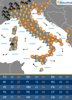 Previsioni Meteo Lunedi 24 Agosto