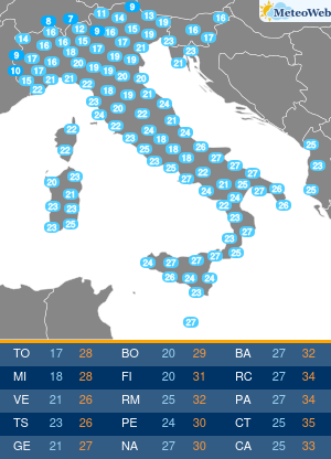 Temperature Minime Sabato 22 Agosto