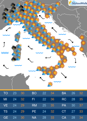 Previsioni  Meteo Giovedi 27 Agosto