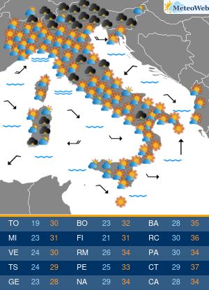 Previsioni  Meteo Sabato 29 Agosto