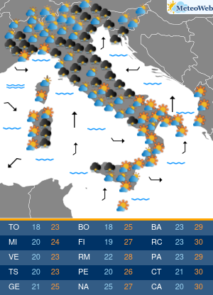 Previsioni  Meteo Venerdi 18 Settembre