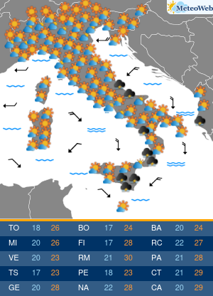 Previsioni  Meteo Martedi 22 Settembre