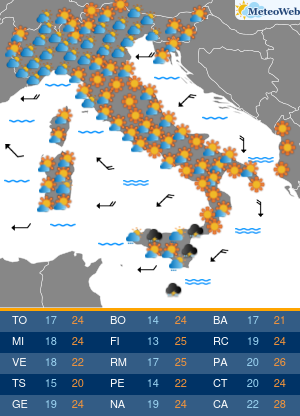 Previsioni  Meteo Mercoledi 23 Settembre