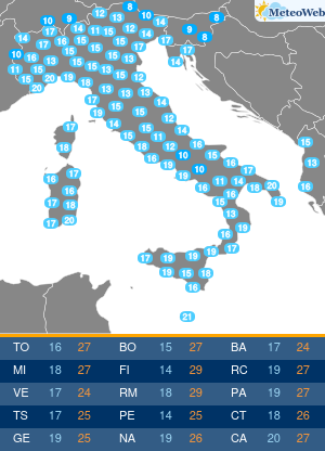 Temperature Minime Lunedi 28 Settembre