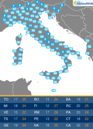 Temperature Minime Sabato 26 Settembre