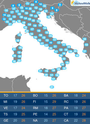 Temperature Minime Martedi 29 Settembre