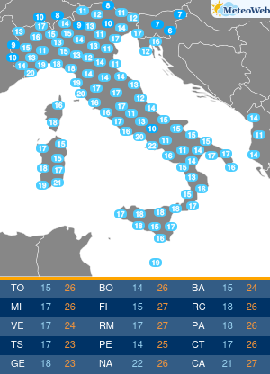 Temperature Minime Lunedi 5 Ottobre