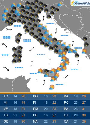 Previsioni  Meteo Giovedi 8 Ottobre
