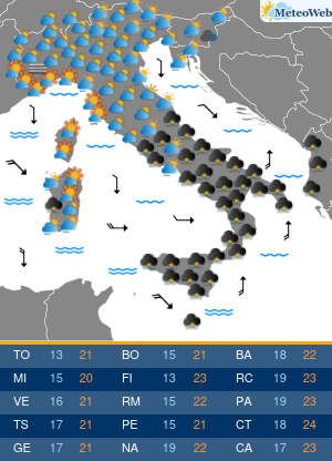 Previsioni  Meteo Sabato 10 Ottobre