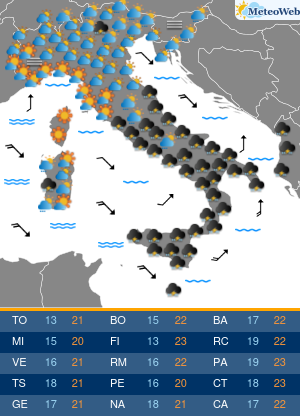 Previsioni  Meteo Sabato 10 Ottobre