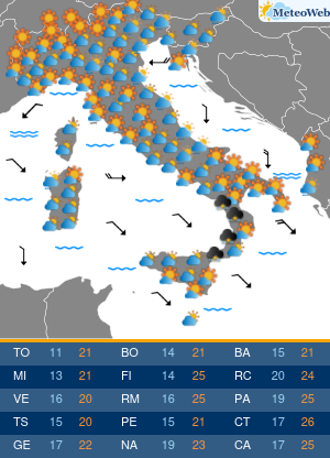 Previsioni Meteo Lunedi 12 Ottobre