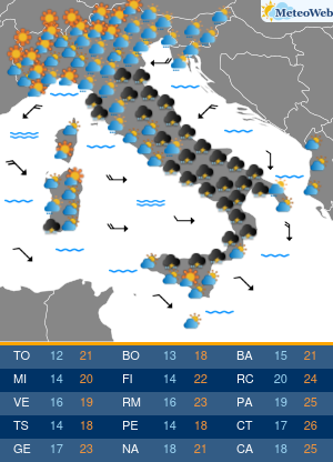 Previsioni Meteo Lunedi 12 Ottobre