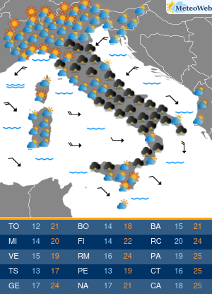 Previsioni Meteo Lunedi 12 Ottobre
