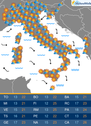 Previsioni Meteo Giovedi 15 Ottobre