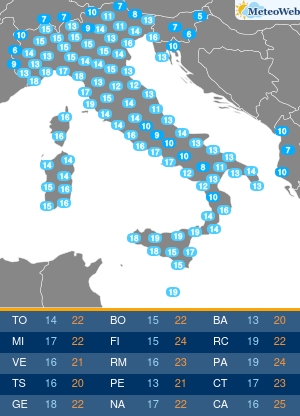 Sabato 17 Ottobre Temperature Minime Sabato 17 Ottobre