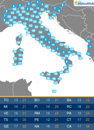 Sabato 17 Ottobre Temperature Minime Sabato 17 Ottobre