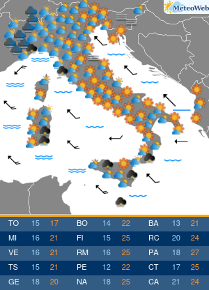 Previsioni Meteo Lunedi 19 Ottobre